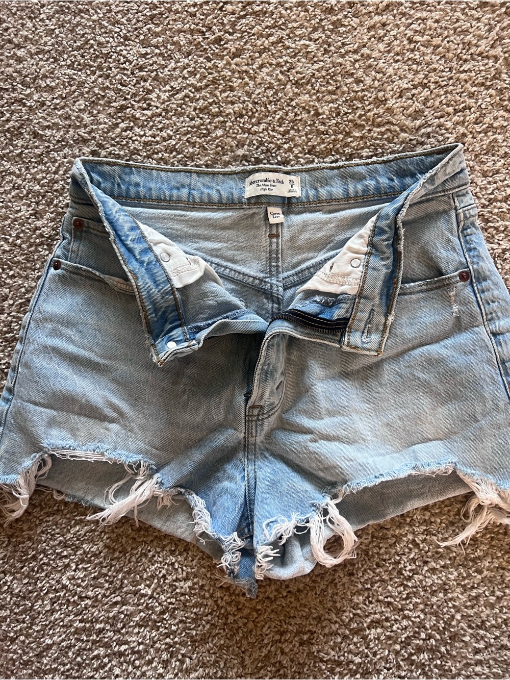 Abercrombie & Fitch Light Blue Distressed Denim Shorts